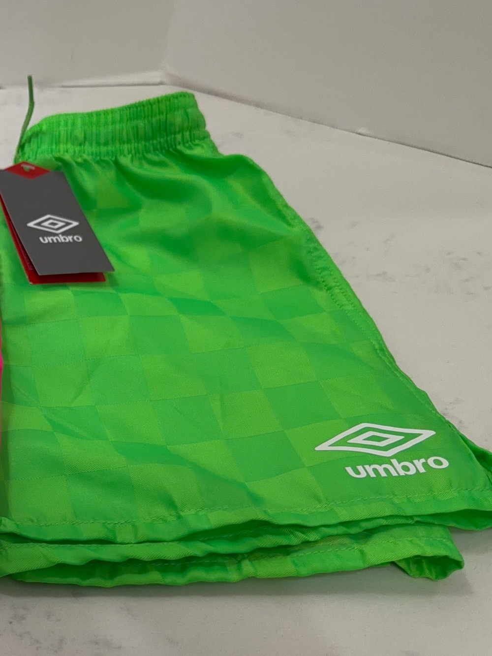 Umbro Kids Neon Pink & Neon Green Athletic Shorts Set bundle of two pairs - Picture 2 of 10